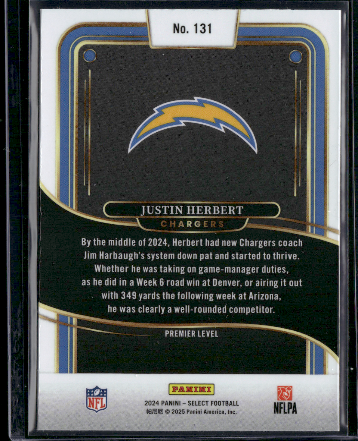 2024 Panini Select JUSTIN HERBERT #131 Premier Level