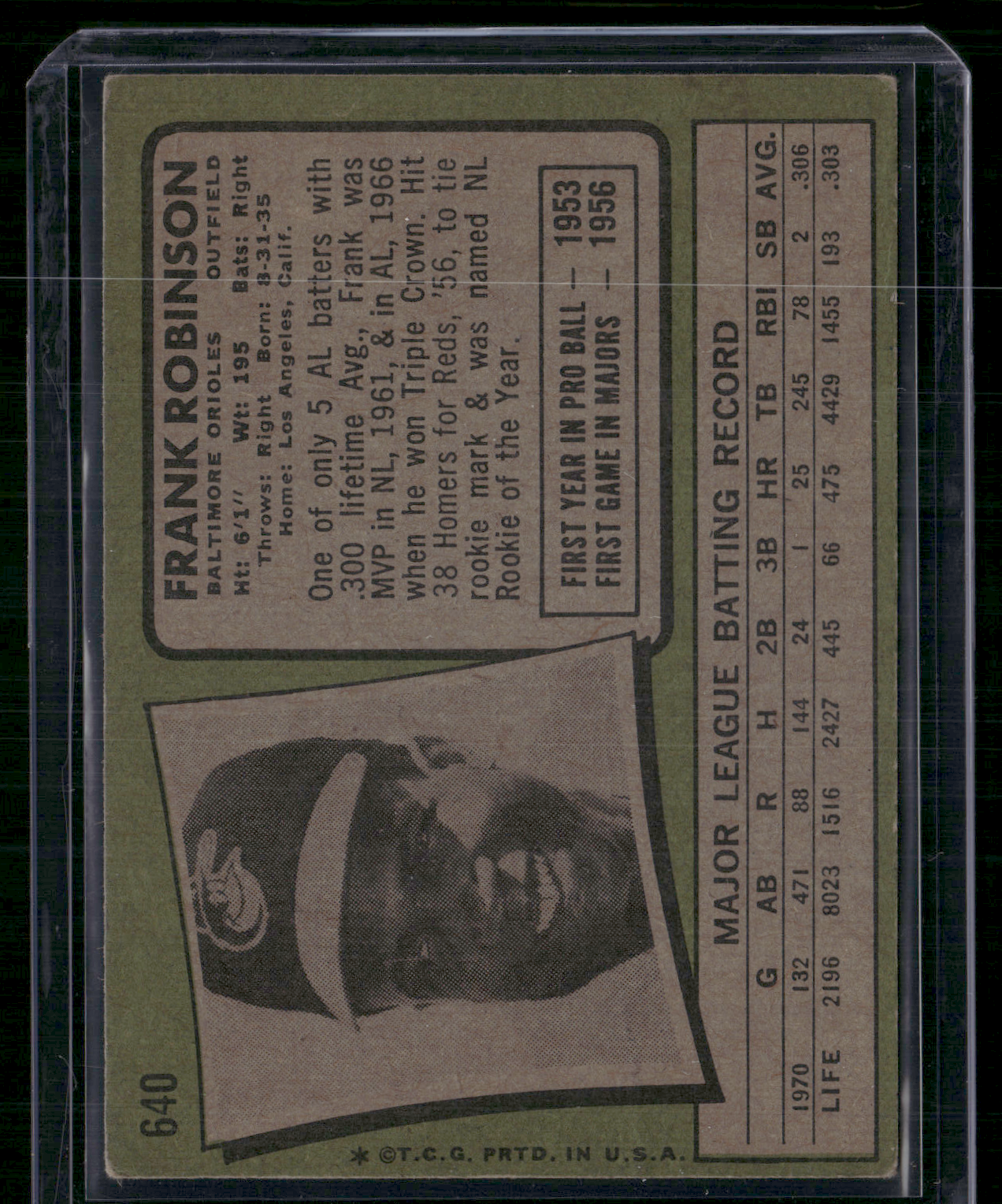 1971 Topps FRANK ROBINSON #640 Wrinkle (VG)