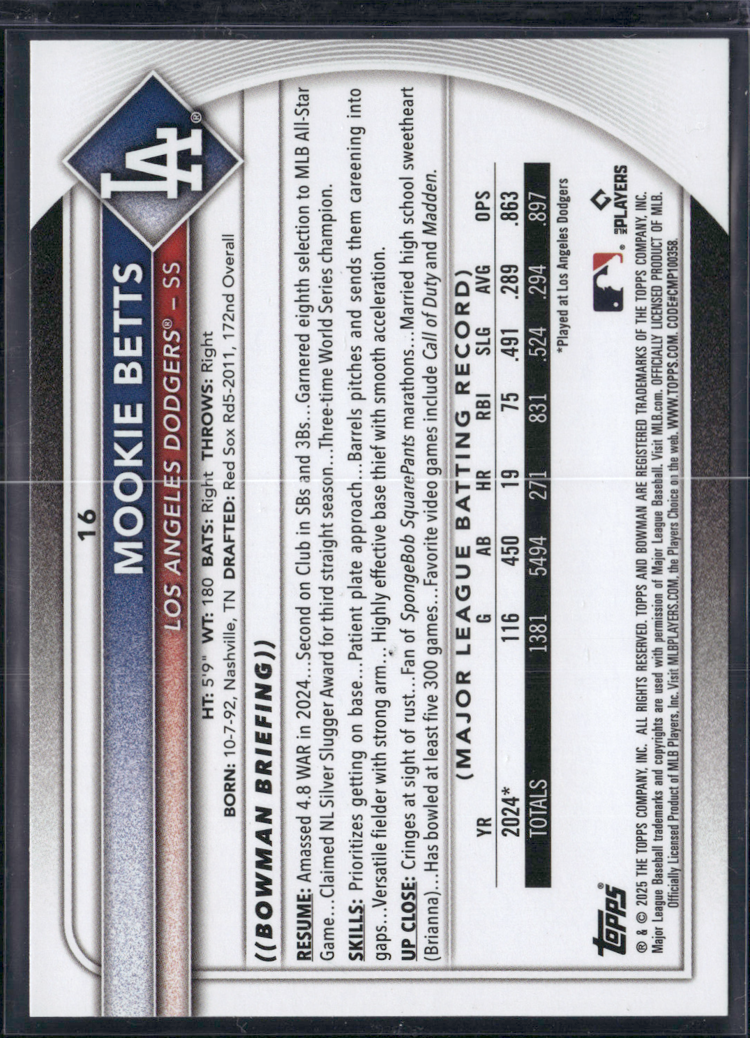 2025 Bowman MOOKIE BETTS #16