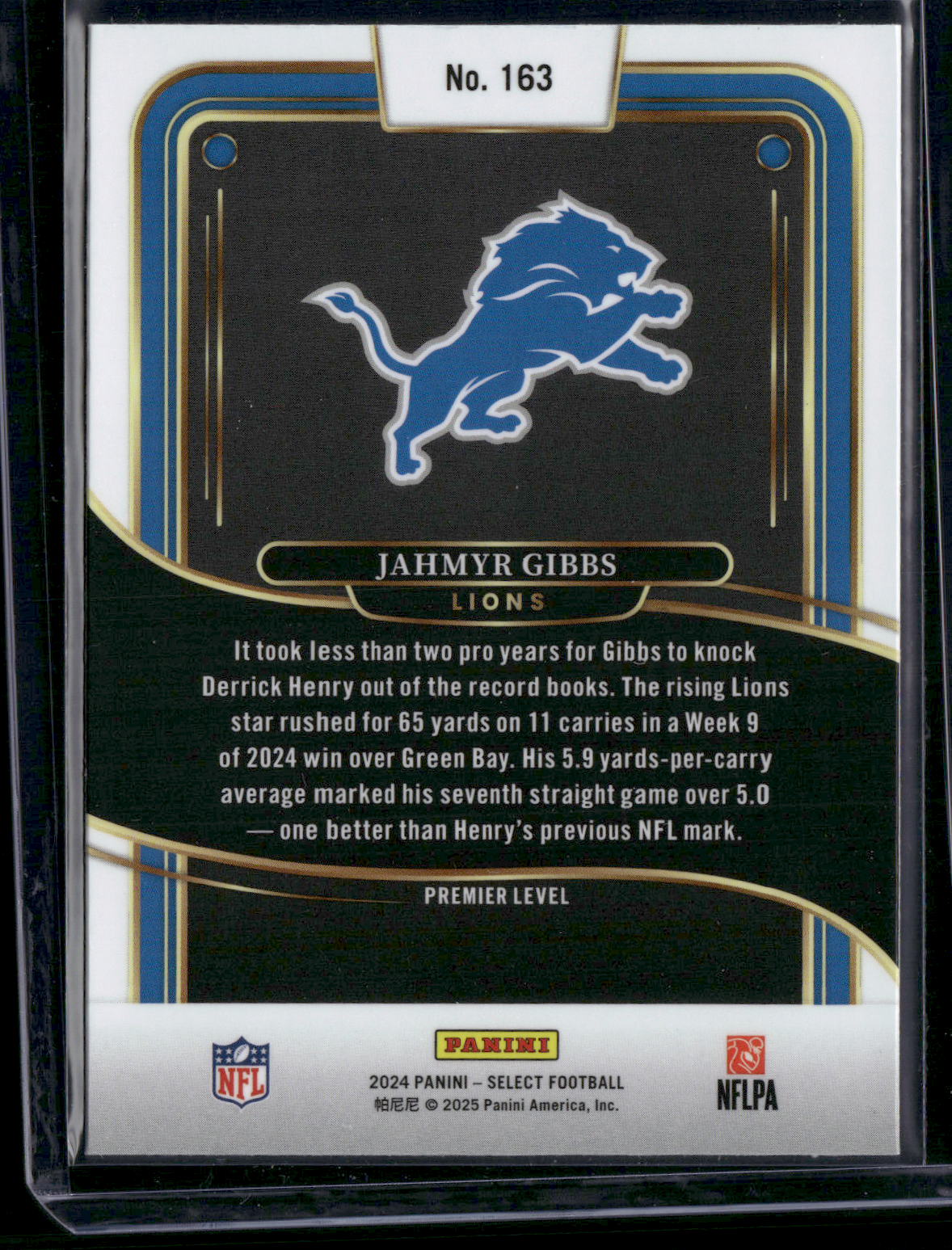2024 Panini Select JAHMYR GIBBS #163 Premier Level