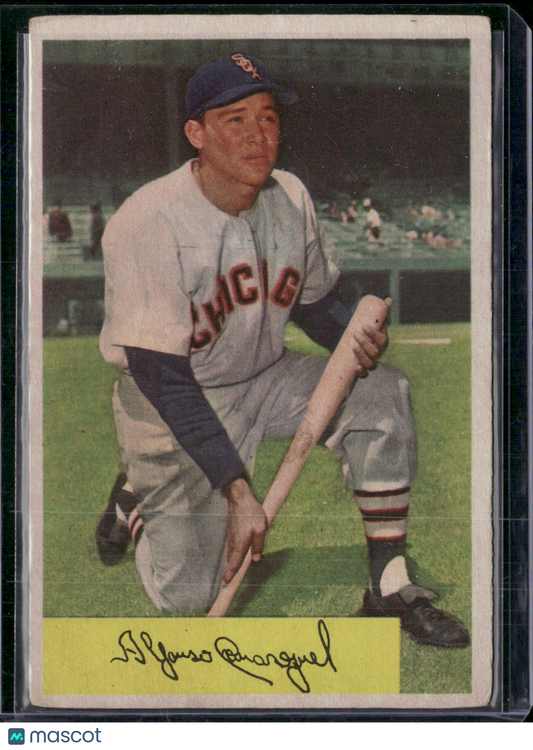 1954 Bowman CHICO CARRASQUEL #54 Light Stain on Back Slight Edge Crush (VG)