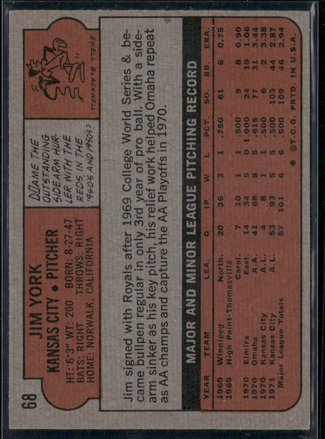 1972 Topps JIM YORK #68 (VG)