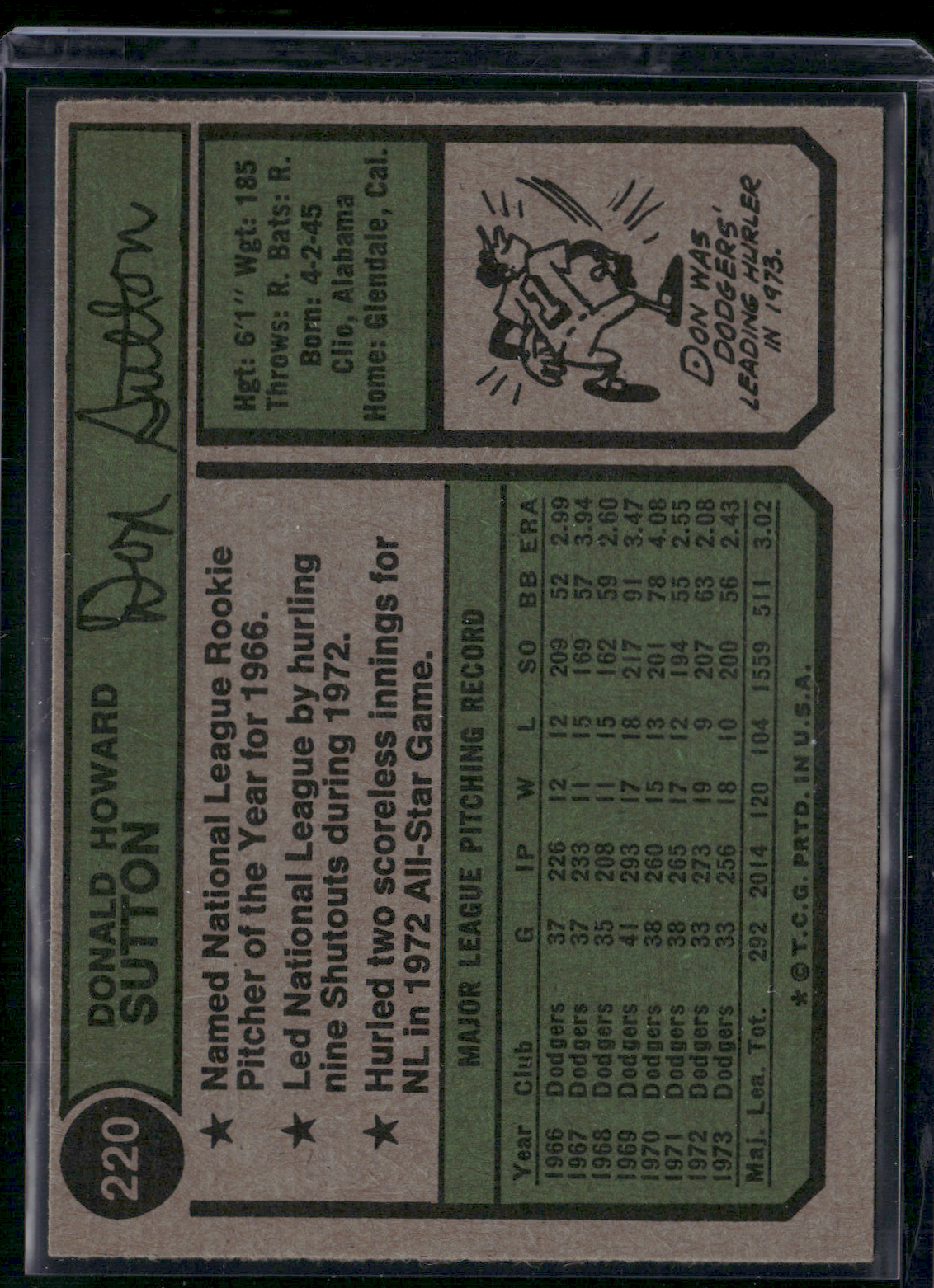1974 Topps DON SUTTON #220 Rough Top Cut (EX)