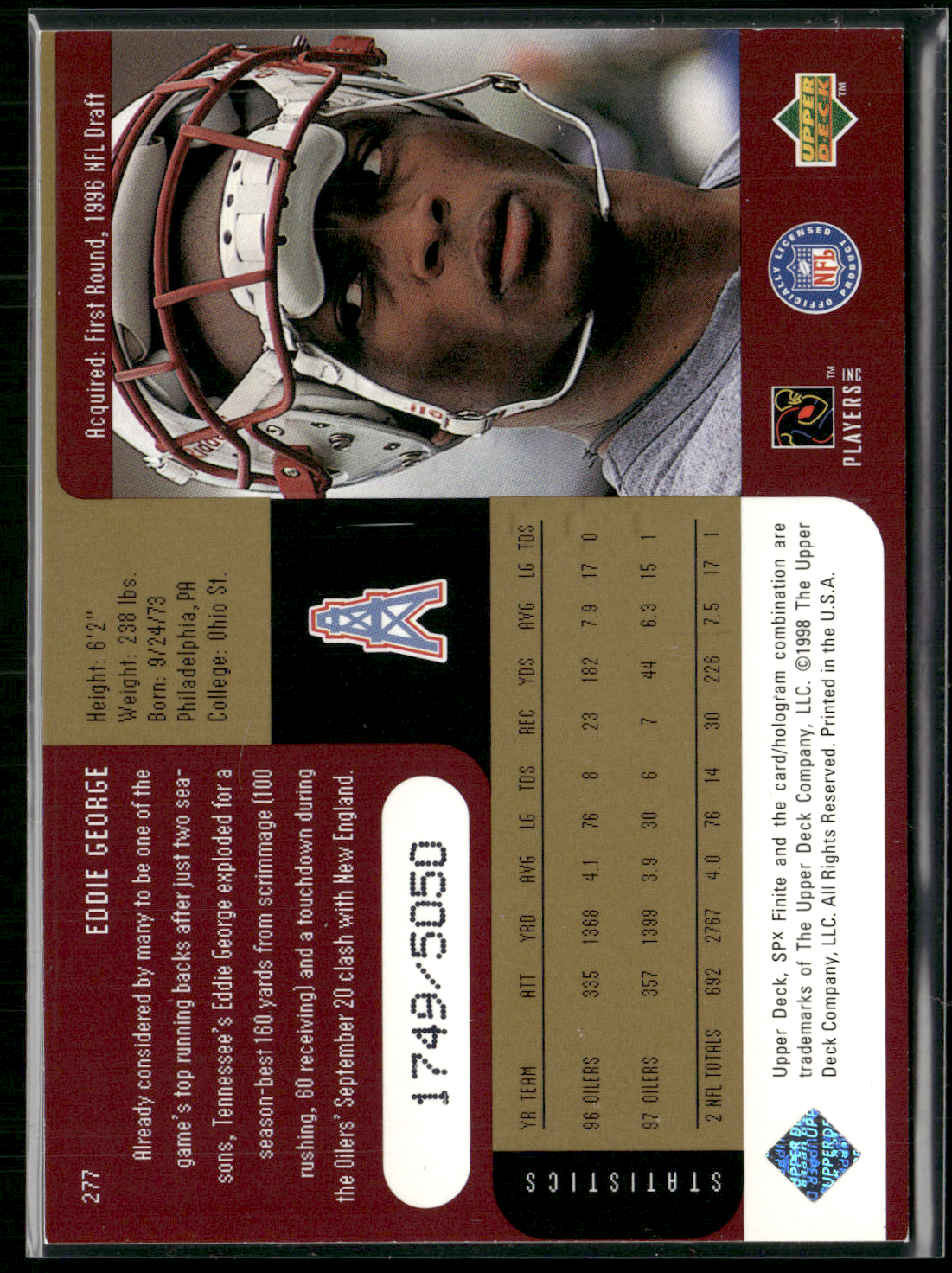 1998 SPX EDDIE GEORGE #277 1749/5050 (NM)