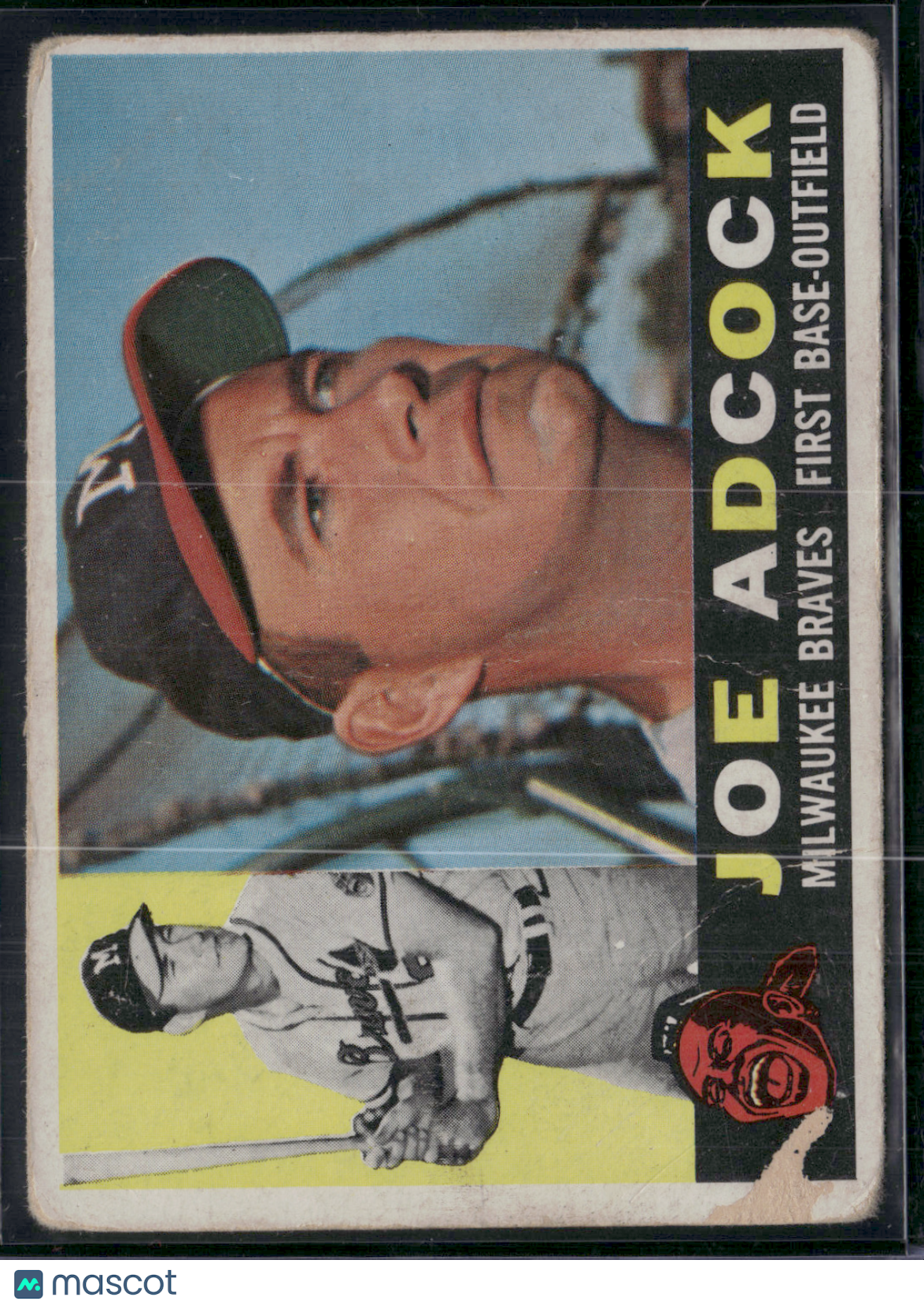 1960 Topps JOE ADCOCK #3 Ink on Back Creases Wrinkles (Poor)