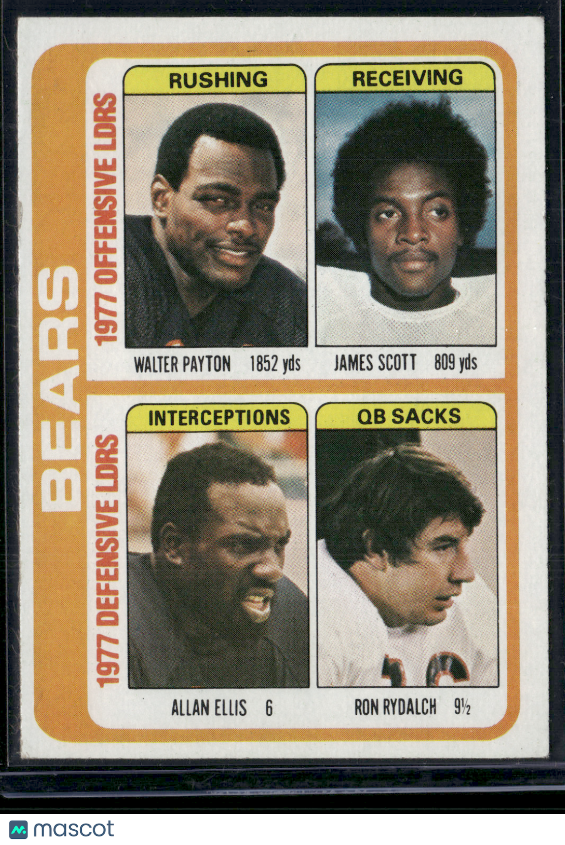 1978 Topps BEARS TEAM LEADERS - WALTER PAYTON #504 Ink filled (EX)