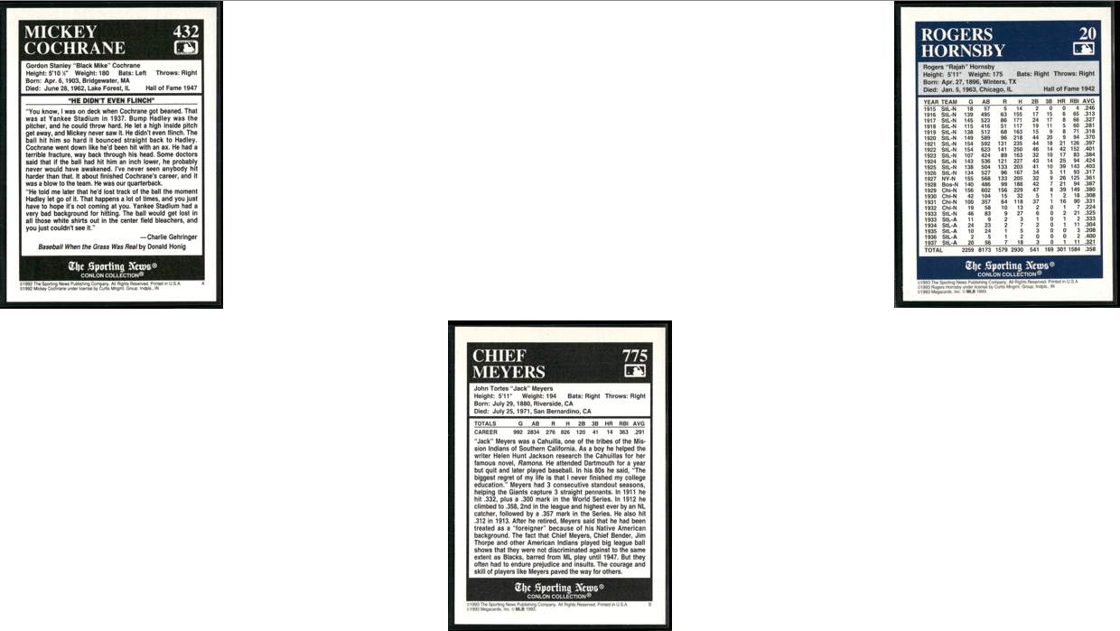1992 Conlon Collection 7 ~ CARDLOT(EX)