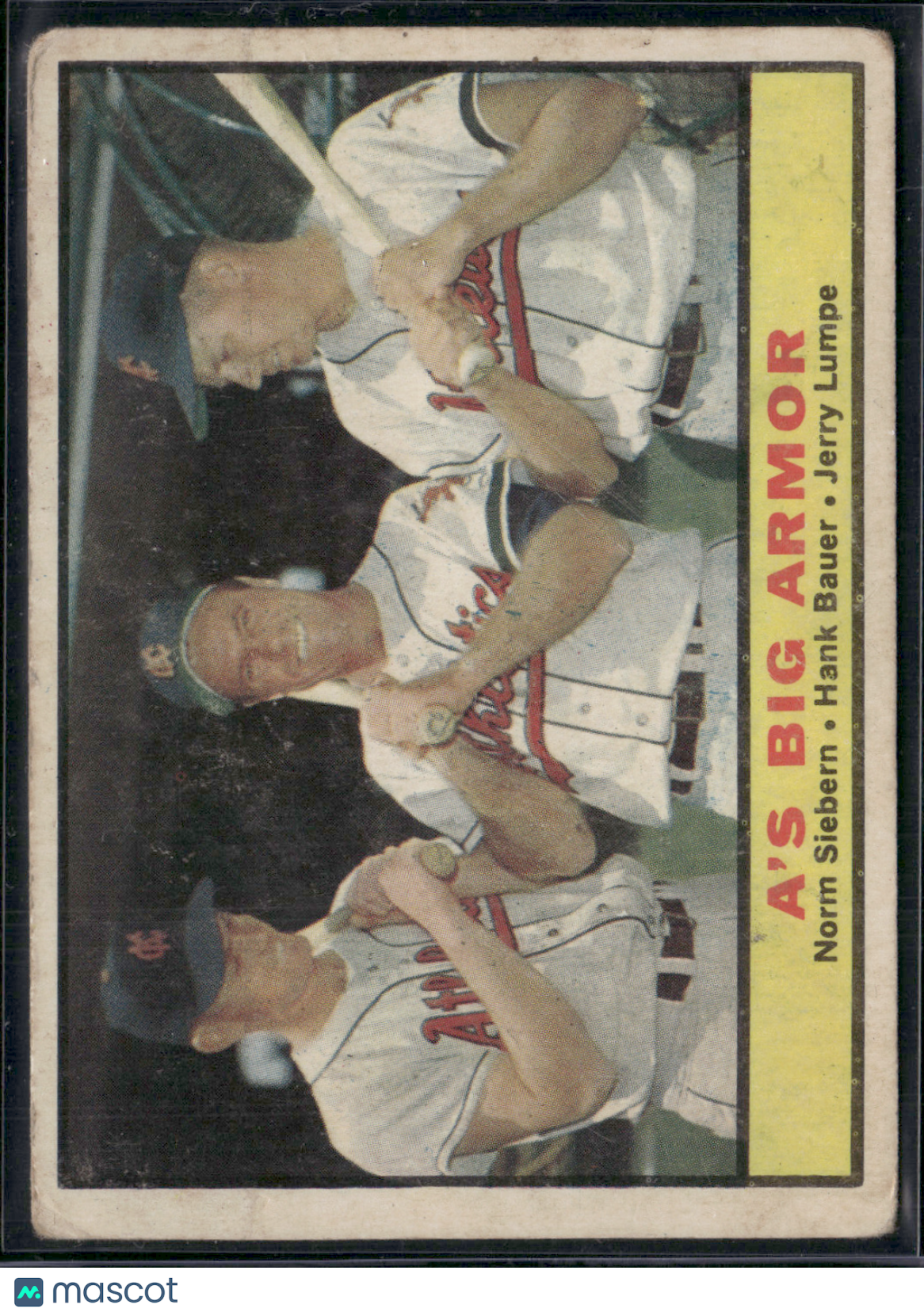 1961 Topps HANK BAUER/NORM SIEBERN/JERRY LUMPE #119 A's Big Armor (VG-VG/EX)