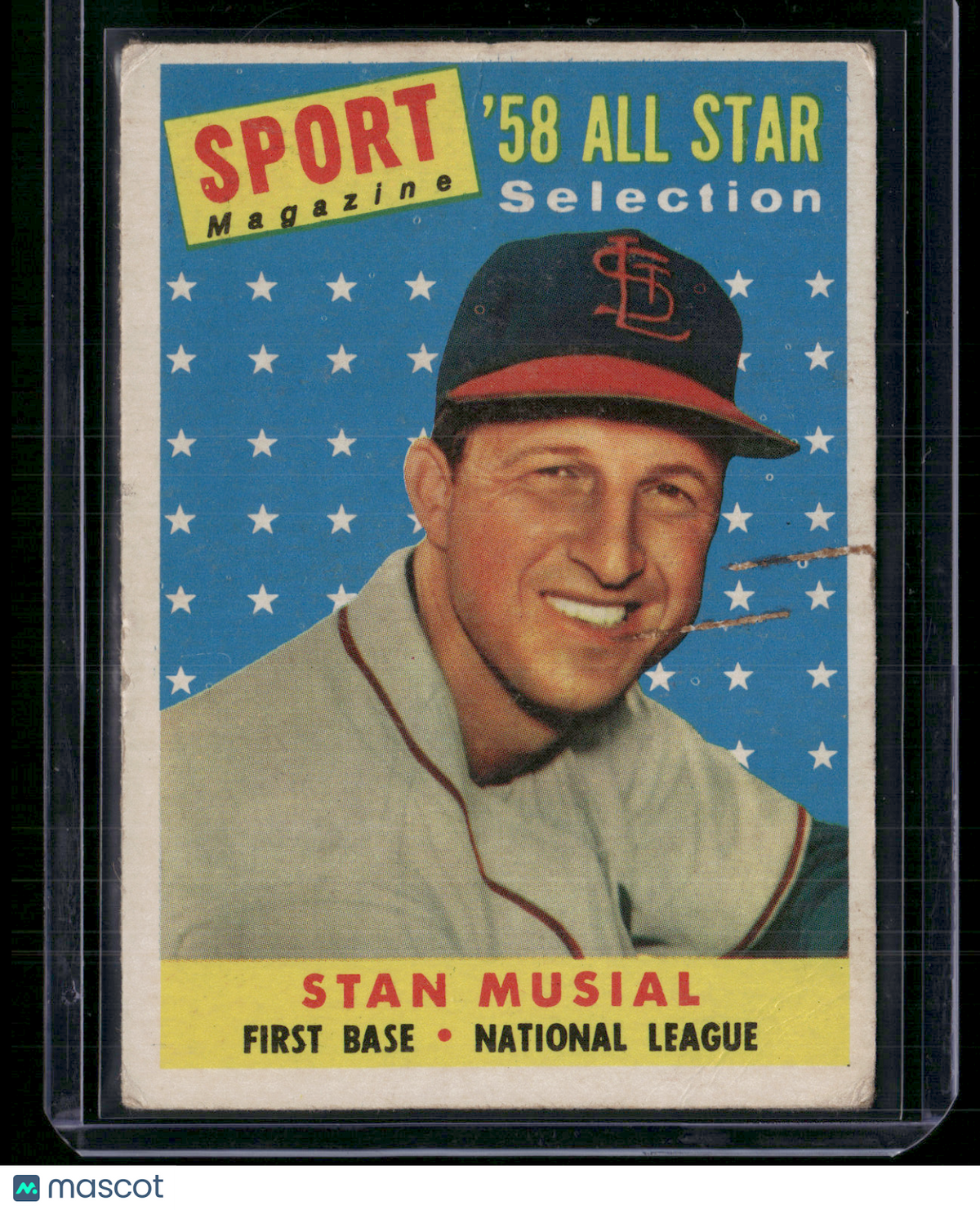 1958 Topps STAN MUSIAL #476 All Star Wrinkles Indents (Good)