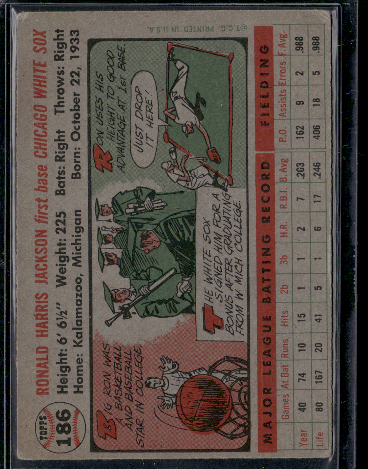 1956 Topps RON JACKSON #186