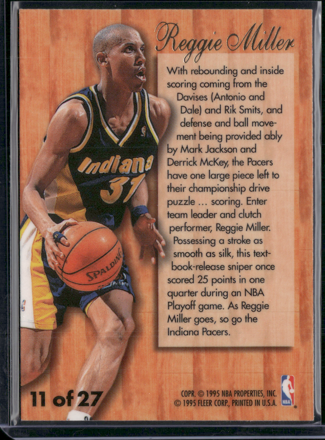 1995 Flair REGGIE MILLER #HL11 Hardwood Leaders (NM)