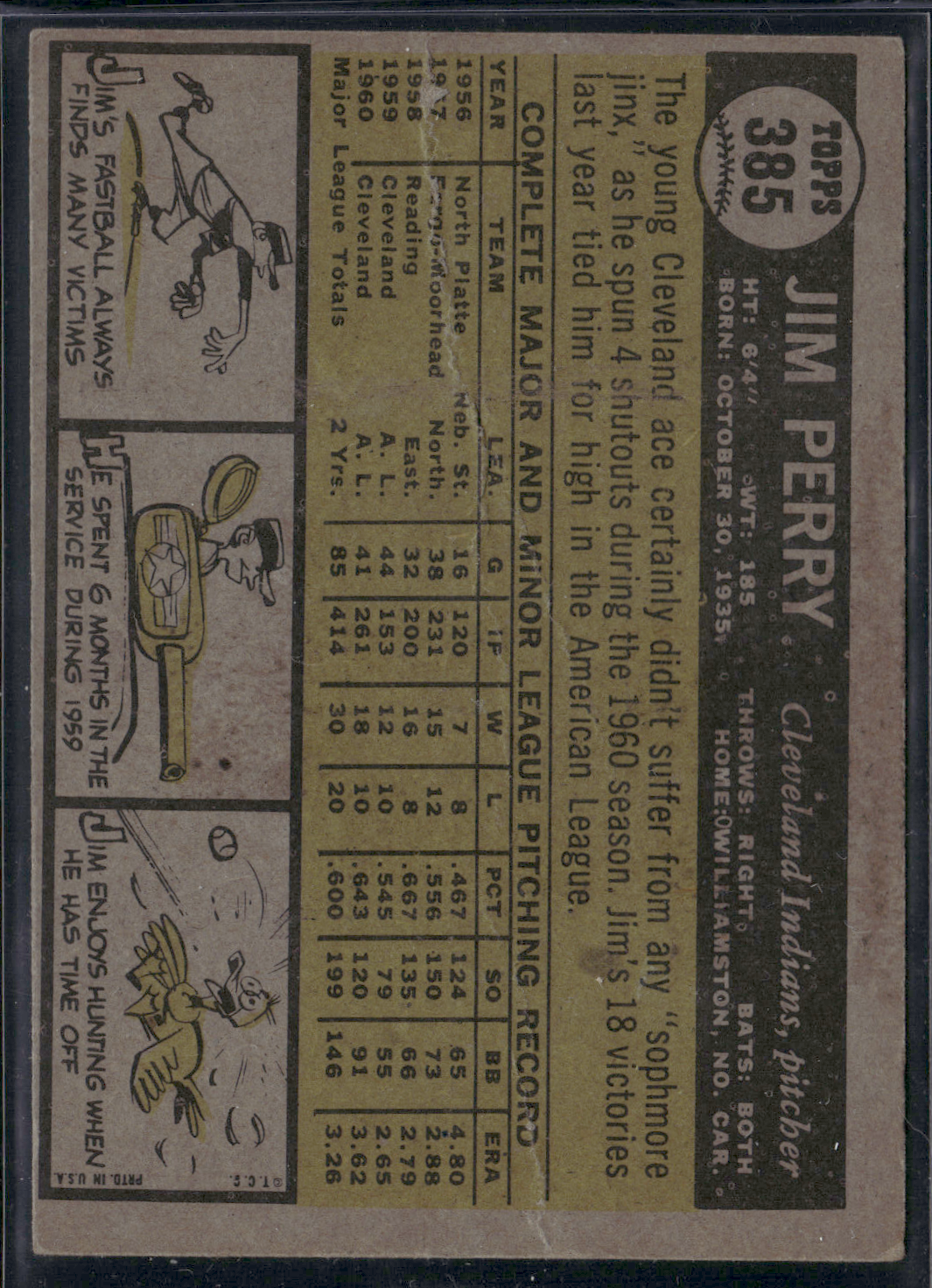 1961 Topps JIM PERRY #385