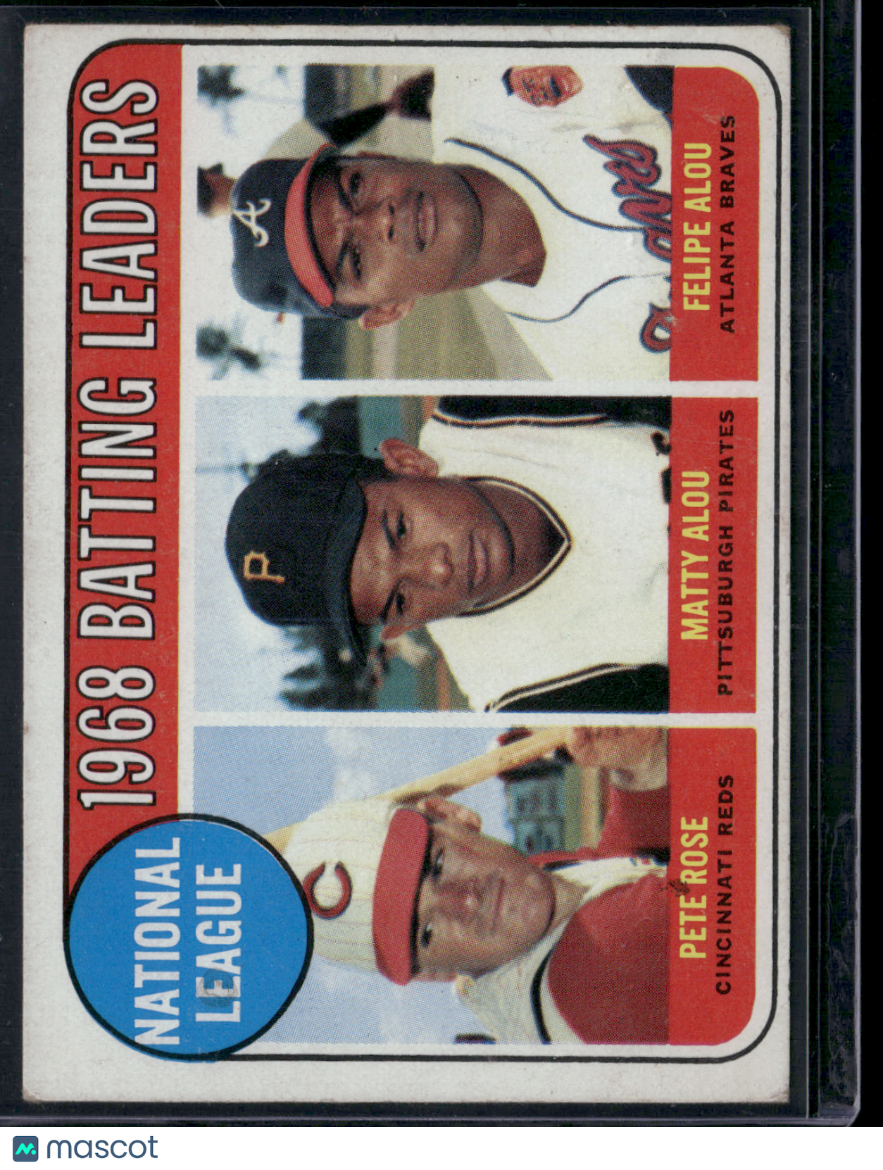 1969 Topps PETE ROSE/MATTY ALOU/FELIPE ALOU #2 1968 NL Batting Leaders (VG)