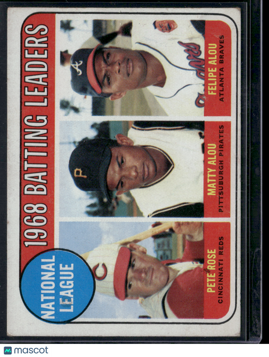 1969 Topps PETE ROSE/MATTY ALOU/FELIPE ALOU #2 1968 NL Batting Leaders (VG)