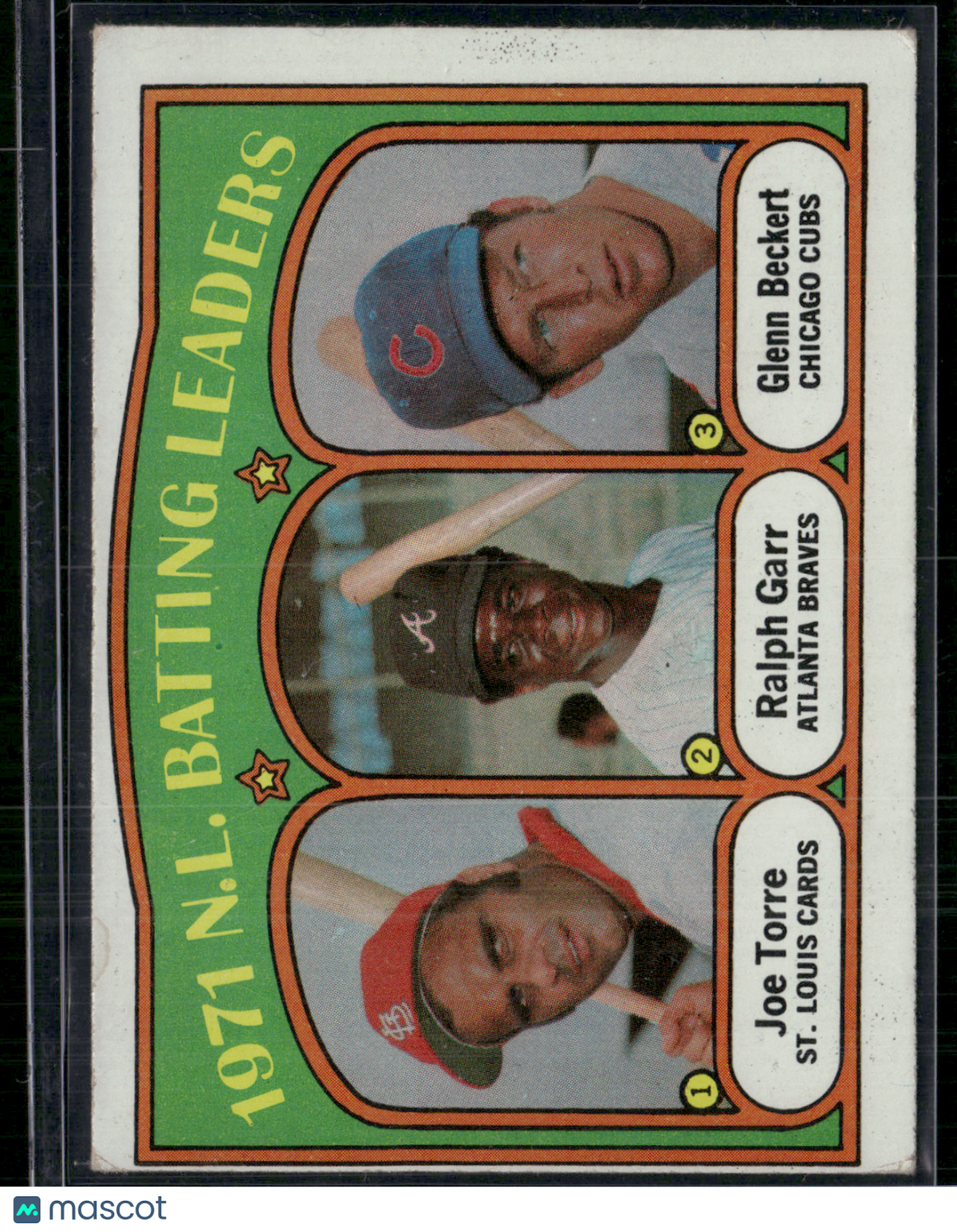 1972 Topps JOE TORRE/RALPH GARR/GLENN BECKERT #85 1971 NL Batting Leaders(VG/EX)