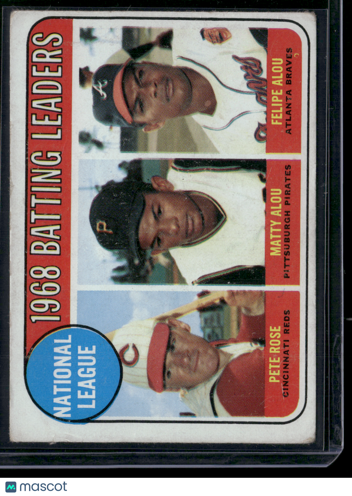 1969 Topps PETE ROSE/MATTY ALOU/FELIPE ALOU #2 1968 NL Batting Leaders (Good)