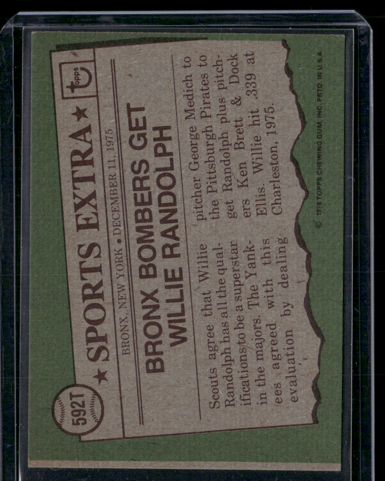 1976 Topps WILLIE RANDOLPH #592T (EX)