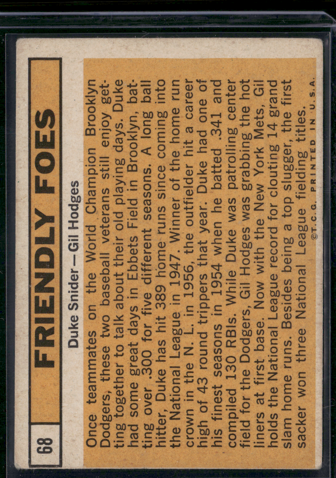 1963 Topps DUKE SNIDER/GIL HODGES #68 Ink on Front (Poor)