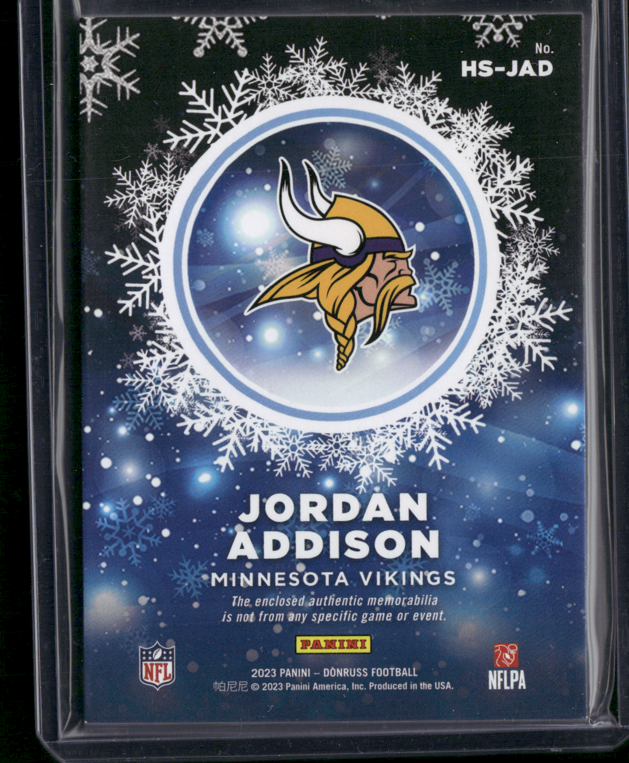 2023 Donruss JORDAN ADDISON #HS-JAD Rookie Sweaters Rookie RC