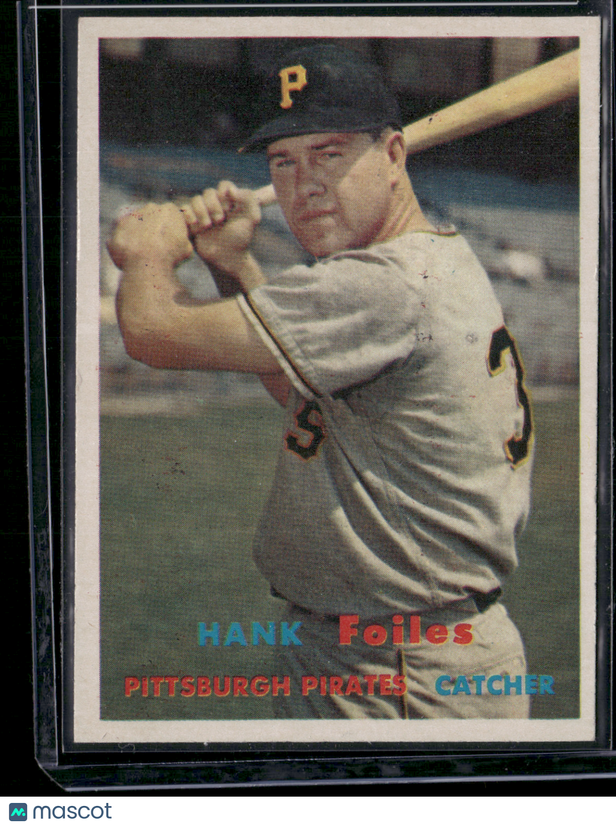 1957 Topps HANK FOILES #104 Slight staining on back
