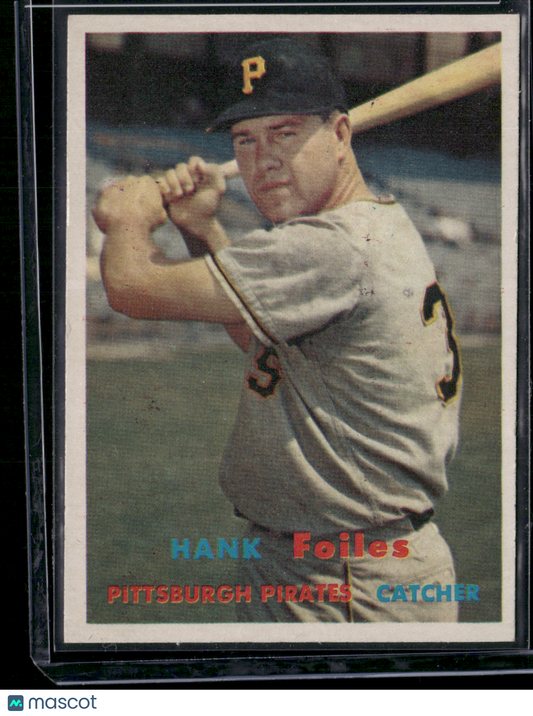 1957 Topps HANK FOILES #104 Slight staining on back