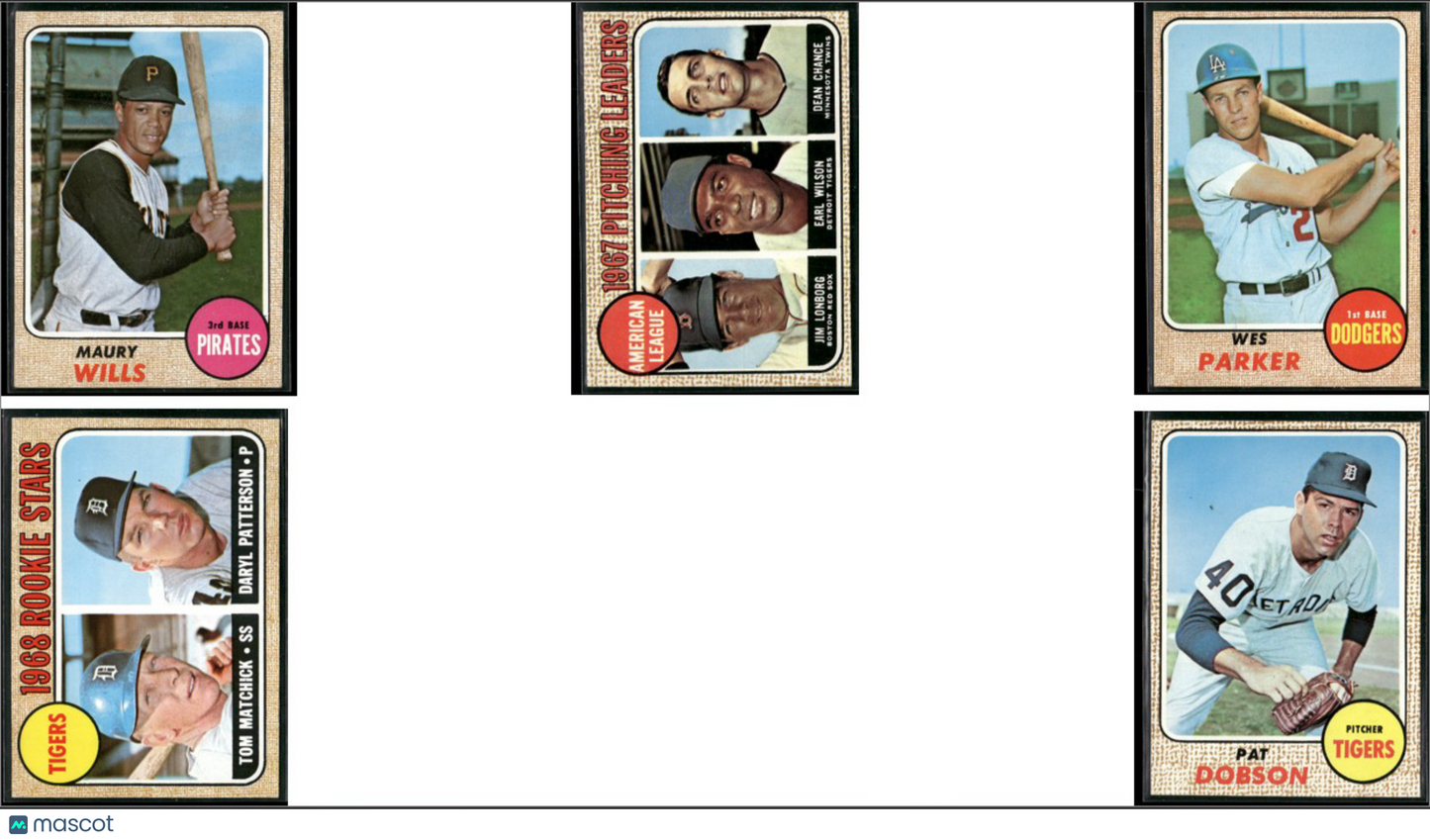 1968 Topps 5 ~ CARDLOT Maury Wills/Pat Dobson (VG/EX-EX)