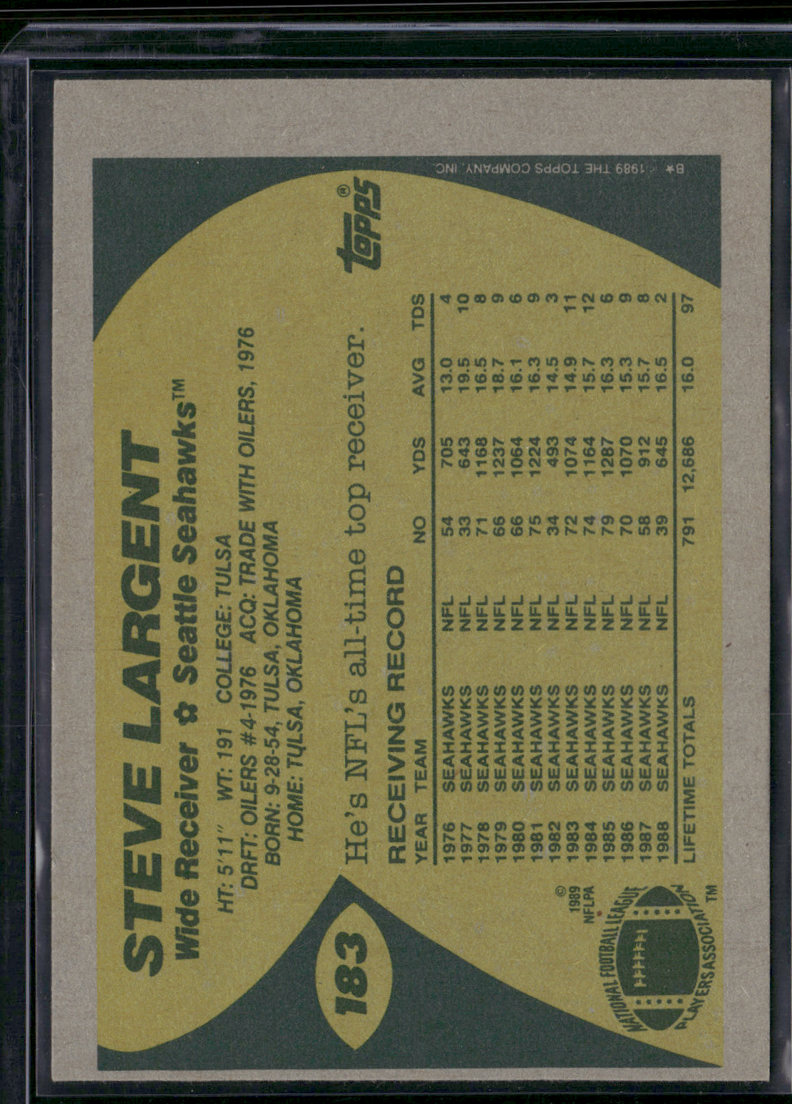1989 Topps STEVE LARGENT #183 (NM)