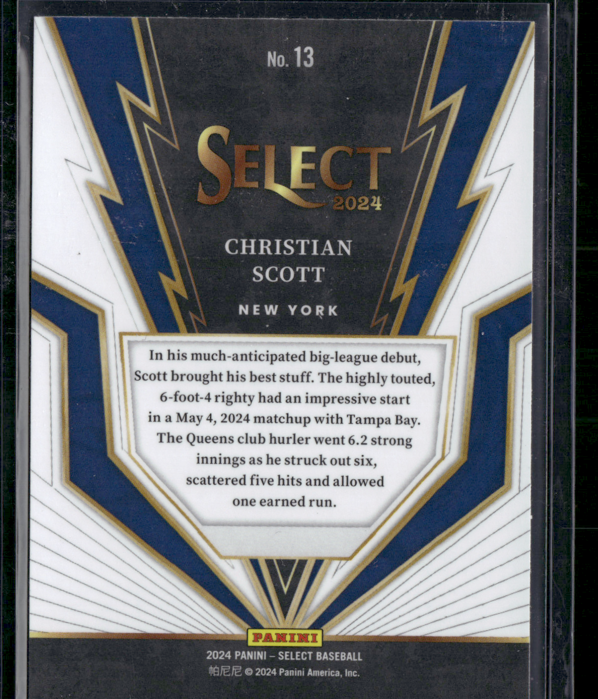 2024 Select Baseball CHRISTIAN SCOTT #13 Turbo Charged Rookie RC