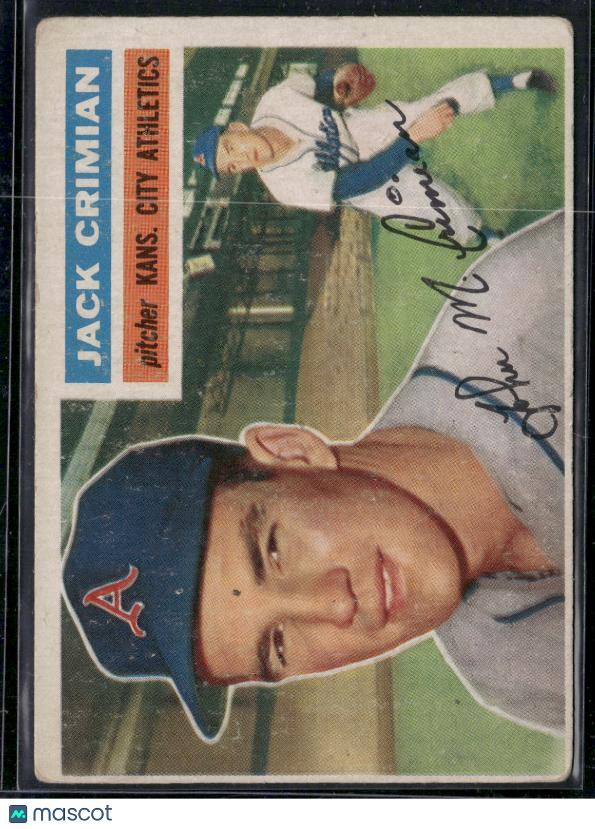 1956 Topps JACK CRIMIAN #319 Ink on Back