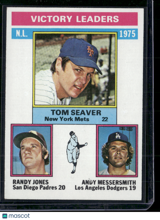 1976 Topps TOM SEAVER/JONES/MESSERSMITH #199 1975 NL Victory Leaders (VG-EX)