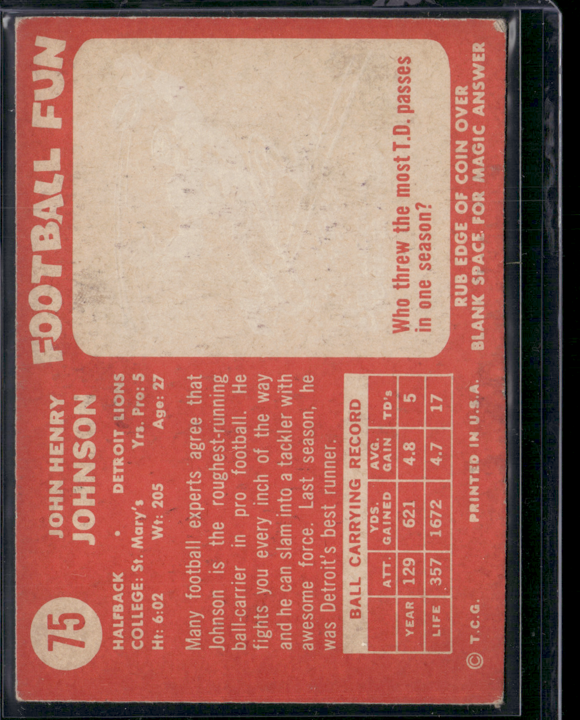 1958 Topps JOHN HENRY JOHNSON #75 (VG)