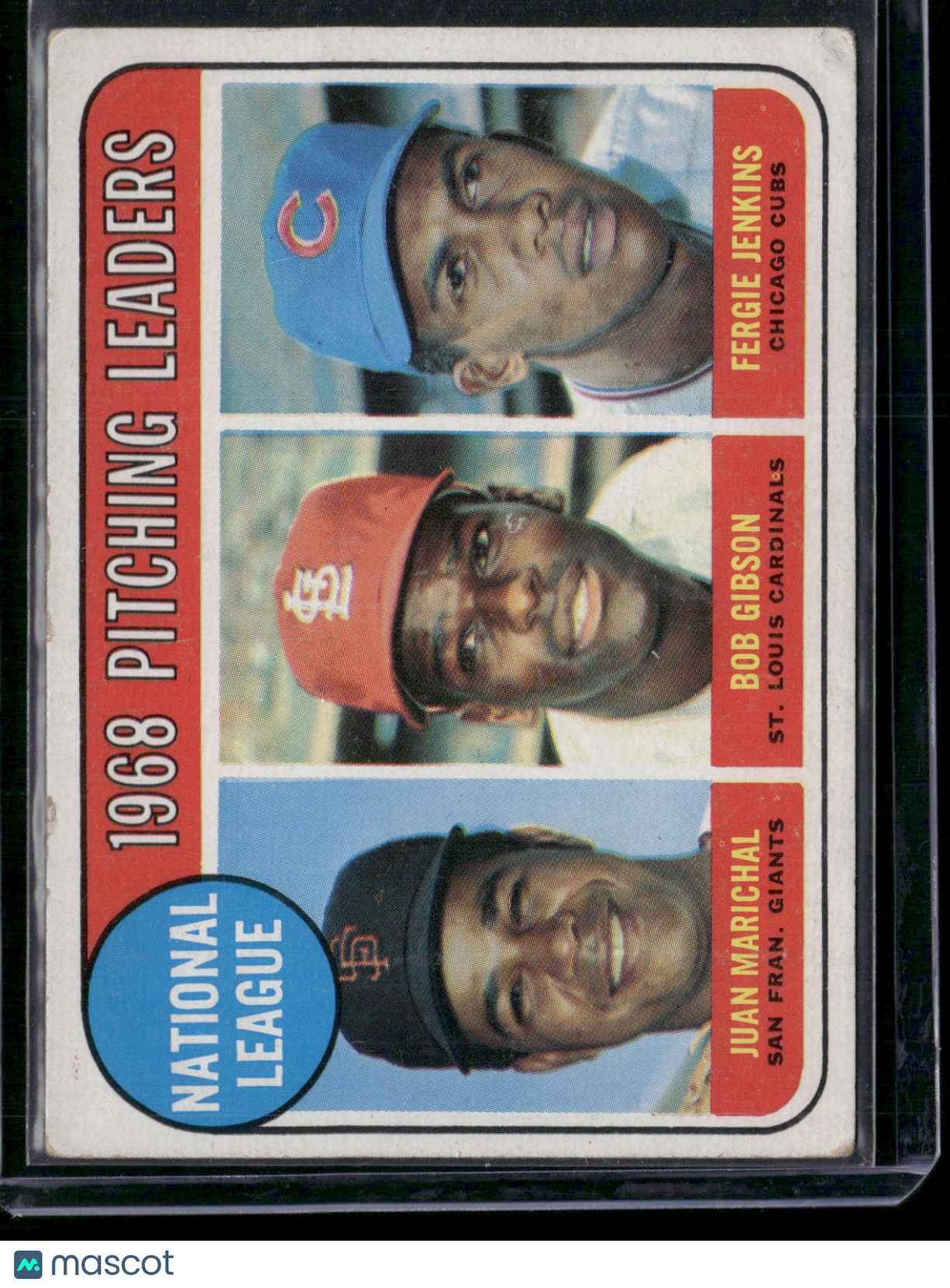 1969 Topps JUAN MARICHAL/GIBSON/JENKINS #10 1968 NL Pitching Leaders(VG)