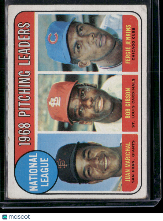1969 Topps JUAN MARICHAL/GIBSON/JENKINS #10 1968 NL Pitching Leaders(VG)