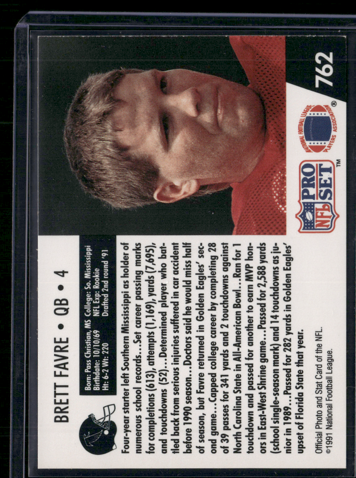 1991 Pro Set BRETT FAVRE #762 Rookie RC (EX/MT-NM)