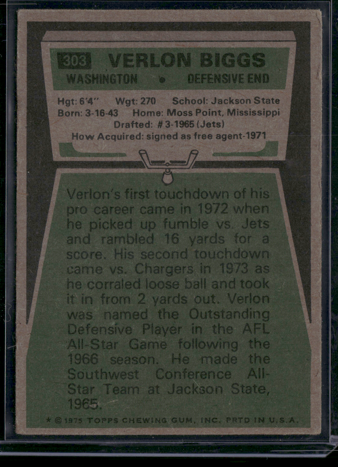 1975 Topps VERLON BIGGS #303 (Fair - Surface Dent)