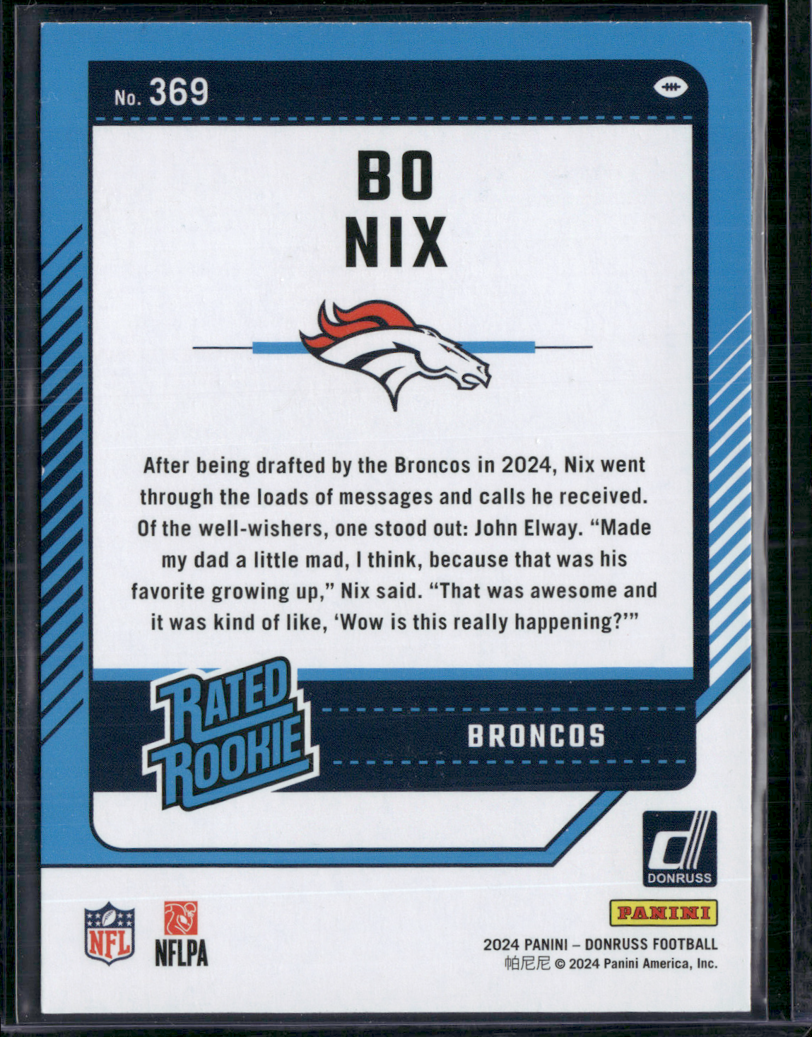 2024 Donruss Football BO NIX #369 Rookie