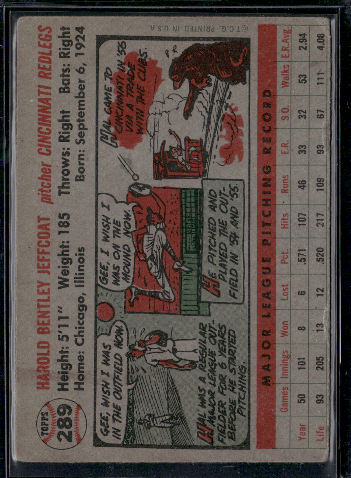 1956 Topps HAL JEFFCOAT #289