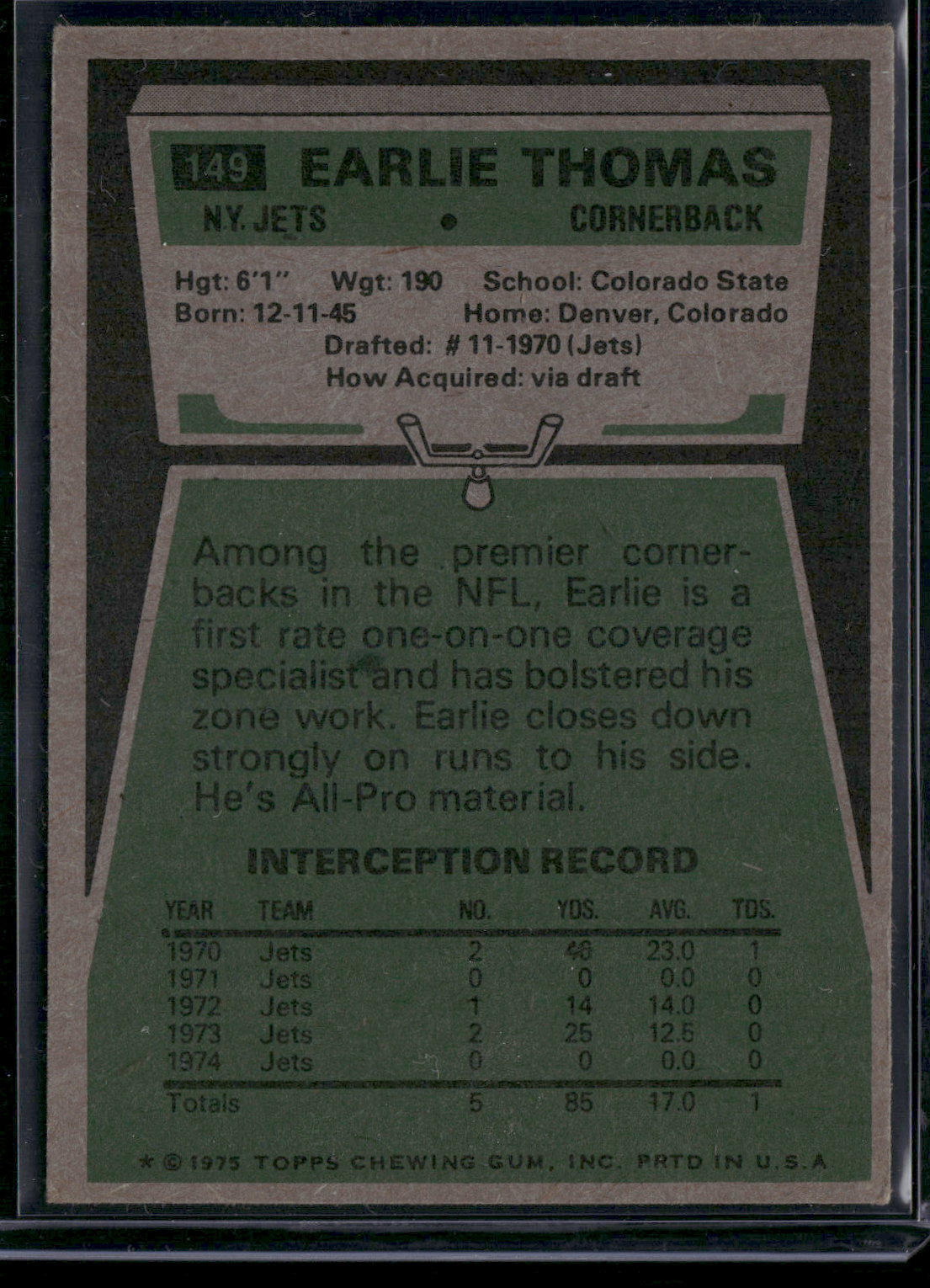 1975 Topps EARLIE THOMAS #149 (VG)