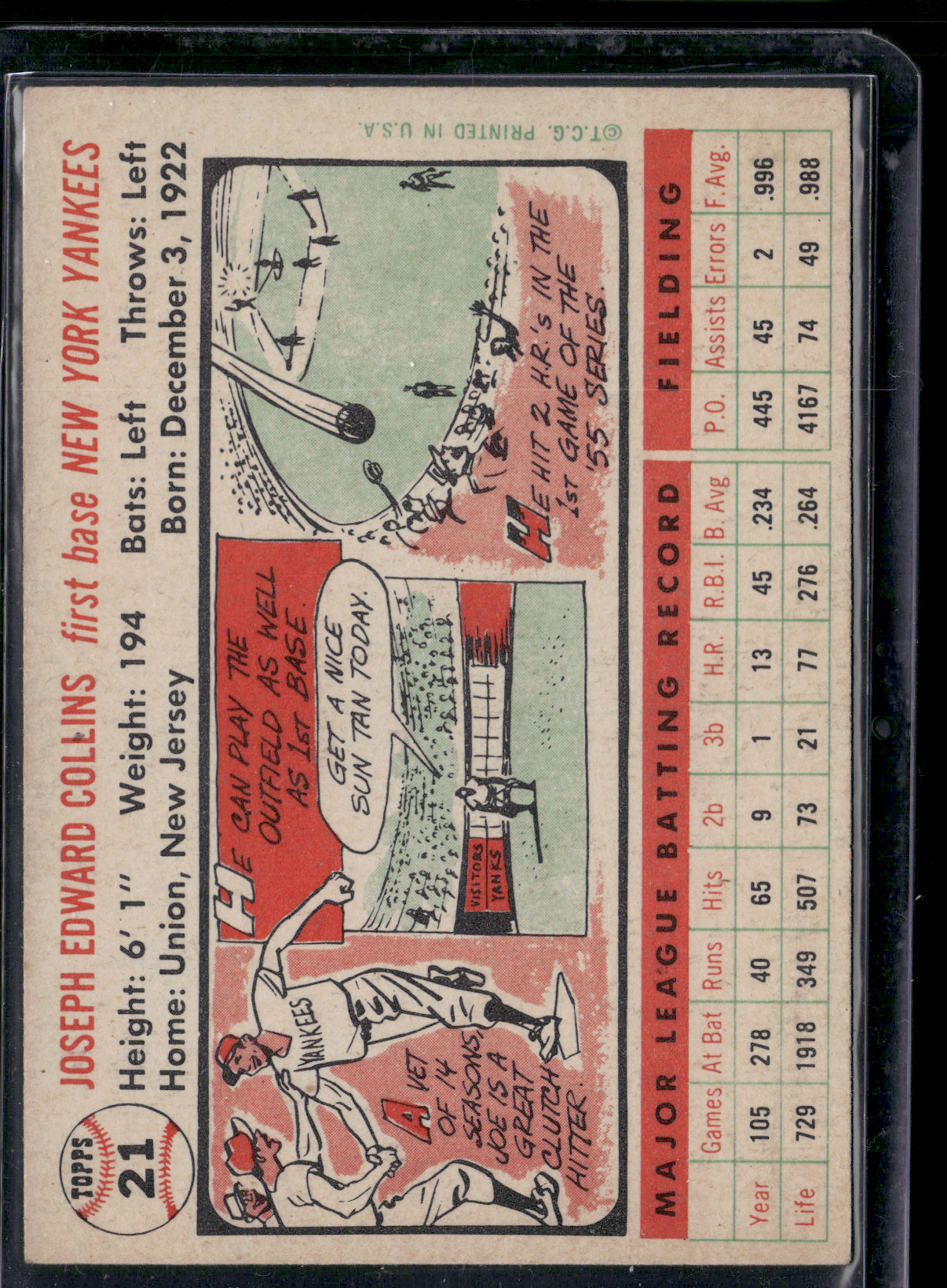 1956 Topps JOE COLLINS #21