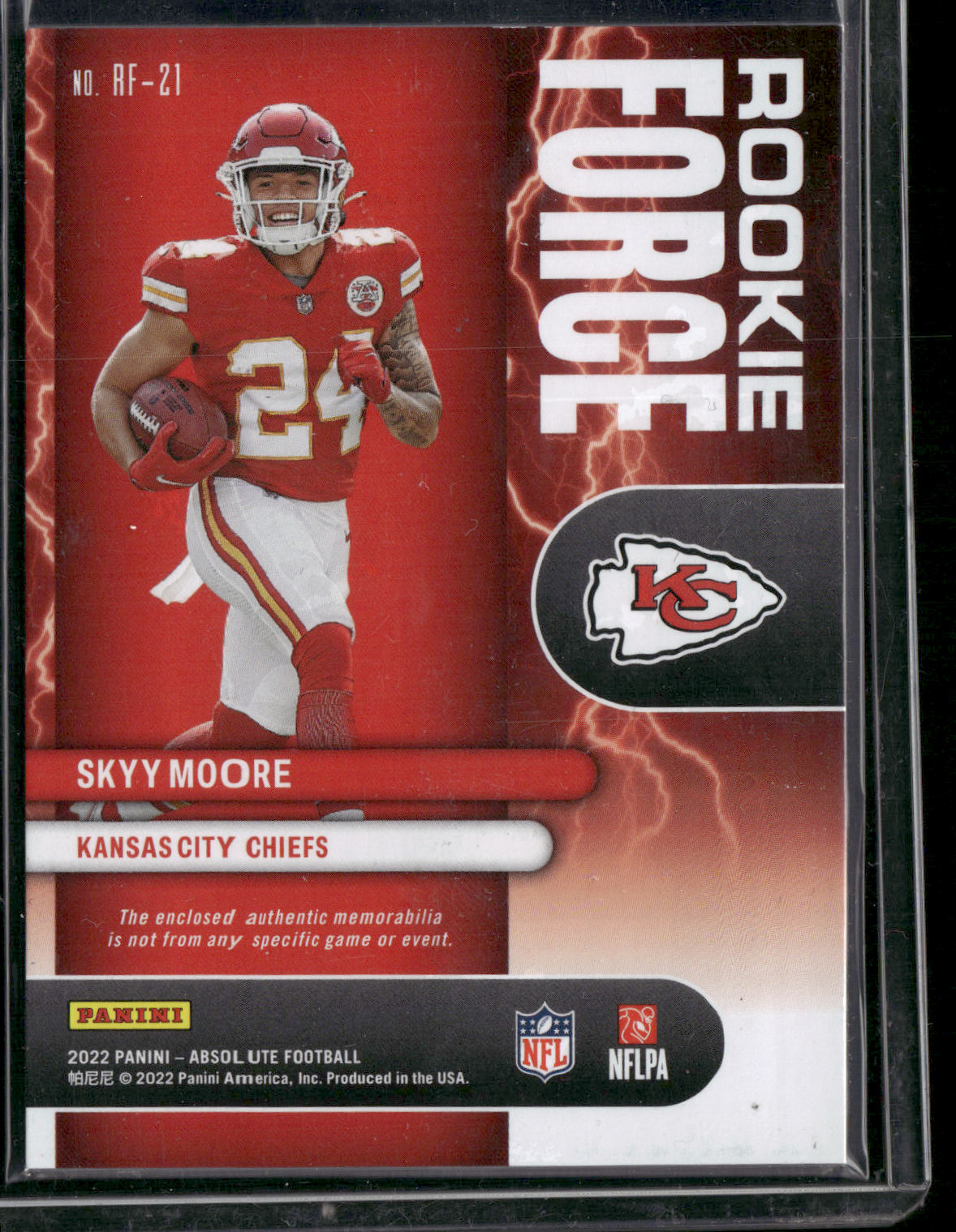 2022 Panini Absolute SKYY MOORE #RF-21 ROOKIE FORCE RELIC Rookie RC
