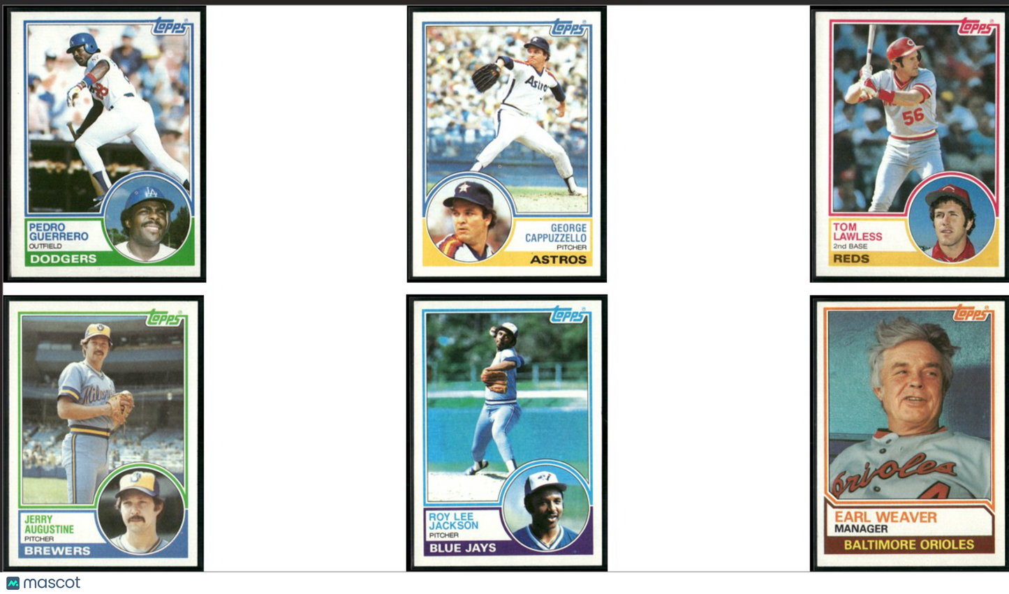 1983 Topps 6 - CARDLOT Pedro Guerrero/Earl Weaver (NM)