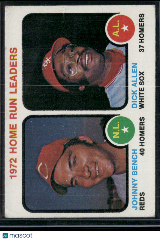 1973 Topps JOHNNY BENCH/DICK ALLEN #62 1972 HR Leaders Light Wrinkles (VG)