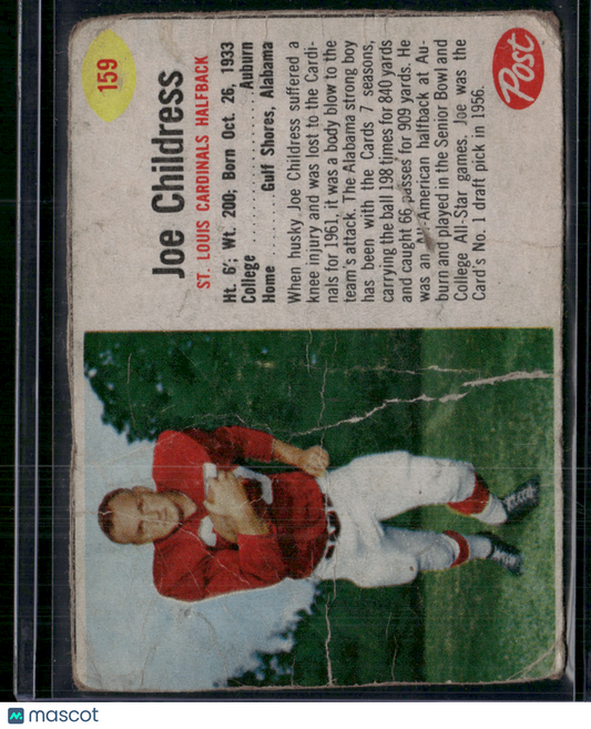 1962 Cereal Box JOE CHILDRESS #159 Hand Cut Wrinkles Crease (Good)