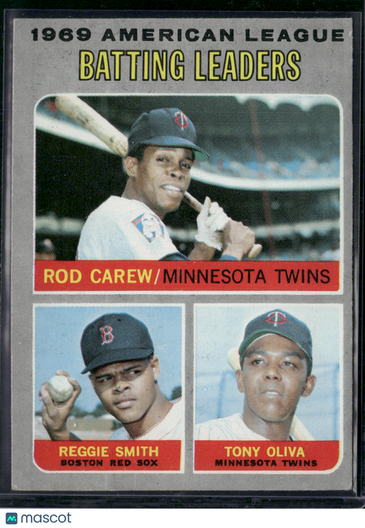 1970 Topps ROD CAREW/TONY OLIVA/REGGIE SMITH #62 1969 AL Batting Leaders (VG)