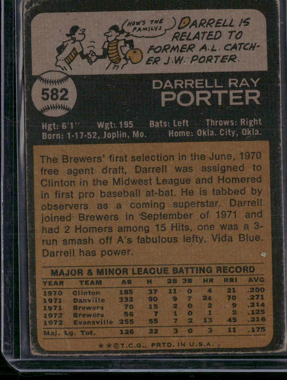 1973 Topps DARRELL PORTER #582 (VG)