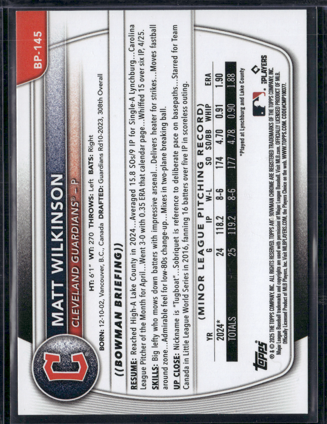 2025 Bowman MATT WILKINSON #BP-145