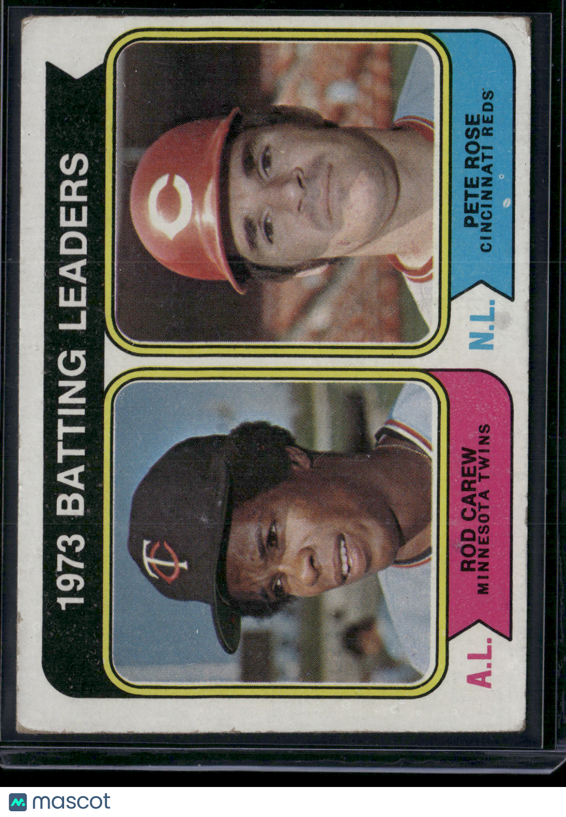 1974 Topps PETE ROSE/ROD CAREW #201 1973 Batting Leaders Surface Dent (VG)