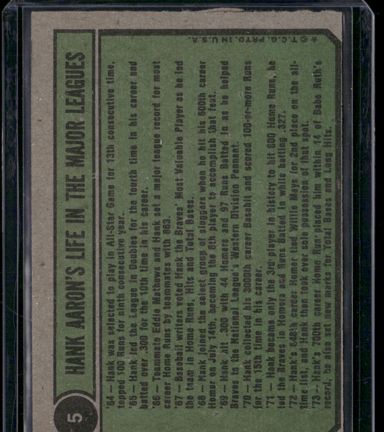 1974 Topps HANK AARON #5 Hank Aaron Special Rough Factory Cut (VG-EX)