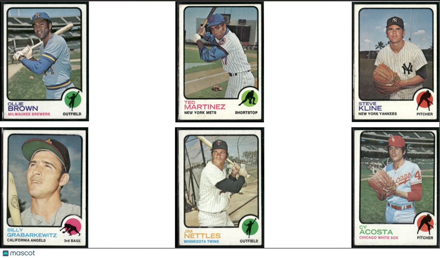 1973 Topps 6 ~ CARDLOT Ollie Brown/CY Acosta (VG-VG/EX)