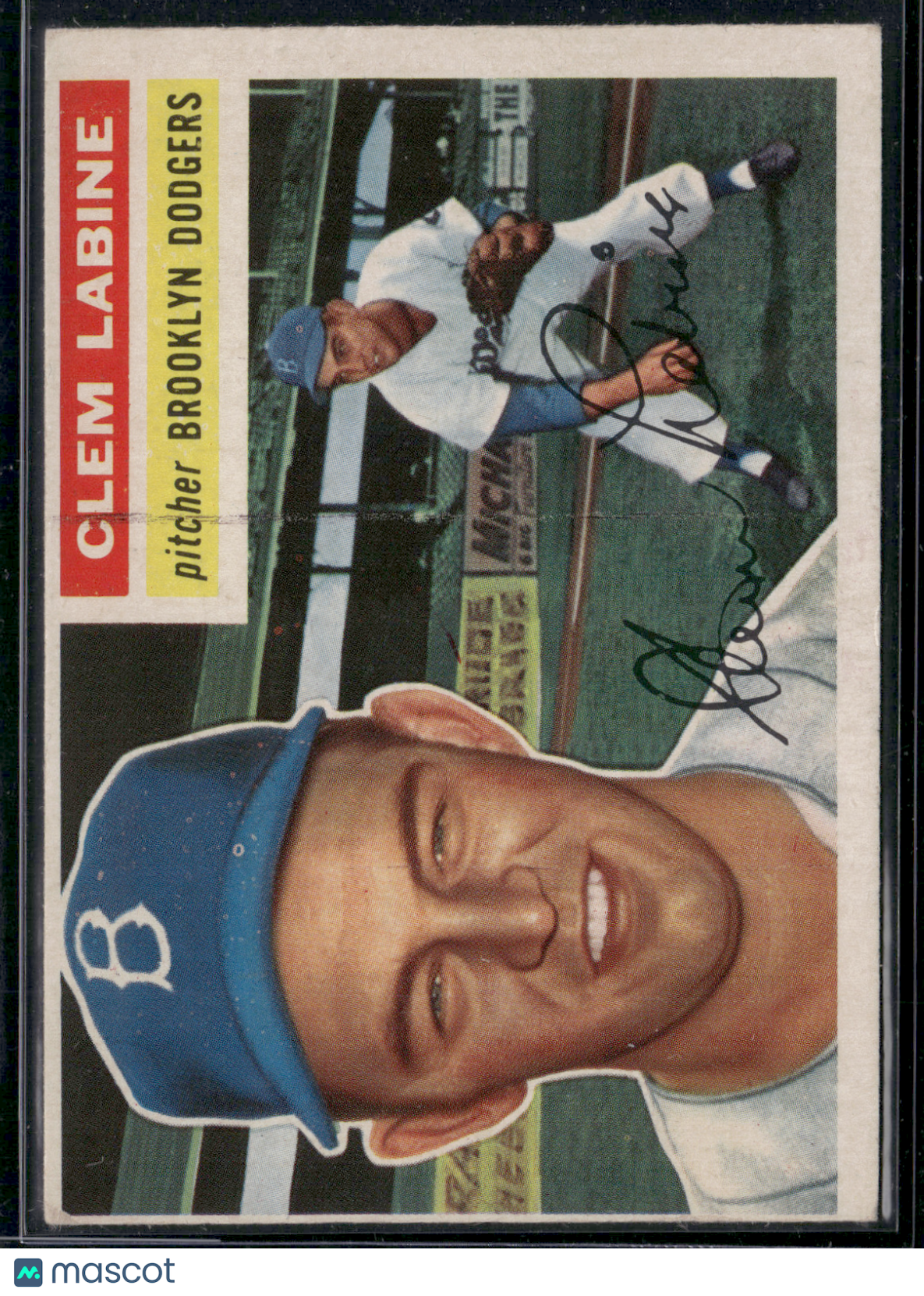 1956 Topps CLEM LABINE #295 Marking on Center Front
